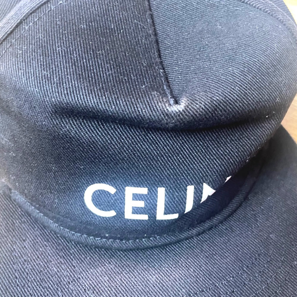 CELINE cap cotton black hat logo hat unisex(Unisex) Used