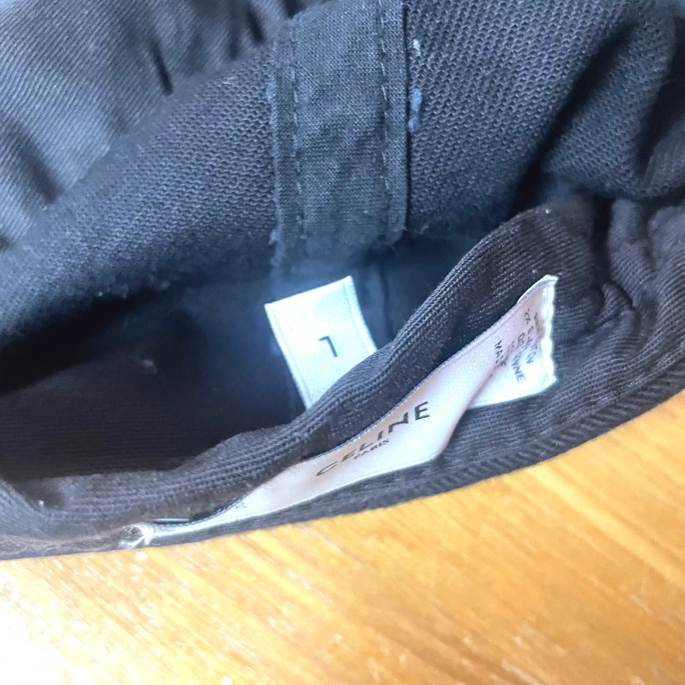 CELINE cap cotton black hat logo hat unisex(Unisex) Used
