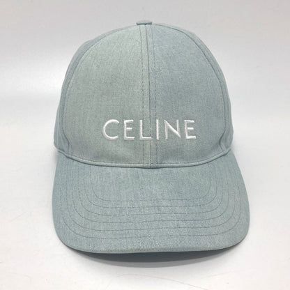 CELINE cap 2AUA1182N canvas blue logo Baseball cap Women S Secondhand
