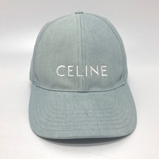 CELINE cap 2AUA1182N canvas blue logo Baseball cap Women S Secondhand