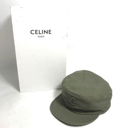 CELINE cap 2AUR5769K cotton khaki Triomphe gabardine cotton army cap Women L Secondhand