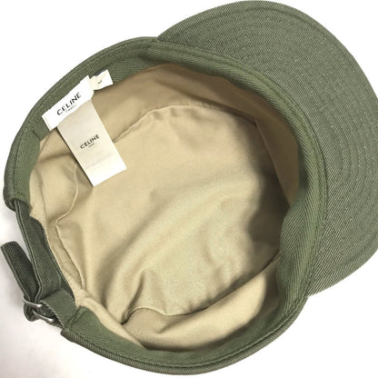 CELINE cap 2AUR5769K cotton khaki Triomphe gabardine cotton army cap Women L Secondhand