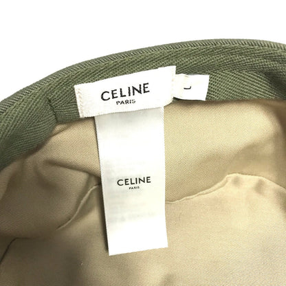 CELINE cap 2AUR5769K cotton khaki Triomphe gabardine cotton army cap Women L Secondhand