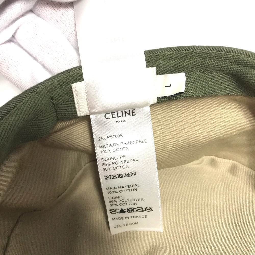 CELINE cap 2AUR5769K cotton khaki Triomphe gabardine cotton army cap Women L Secondhand