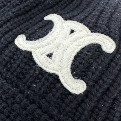 CELINE Knit hat 2A80T384D knit black Triomphe Women(Unisex) TU Used