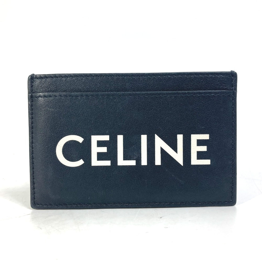 CELINE Card Case leather black Card holder logo mens Used