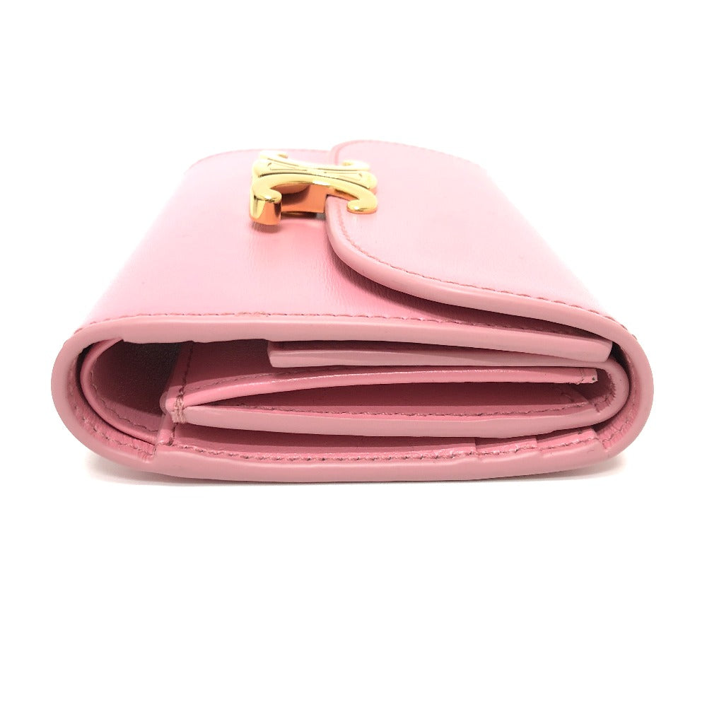 CELINE Trifold wallet leather pink Triomphe Women Used