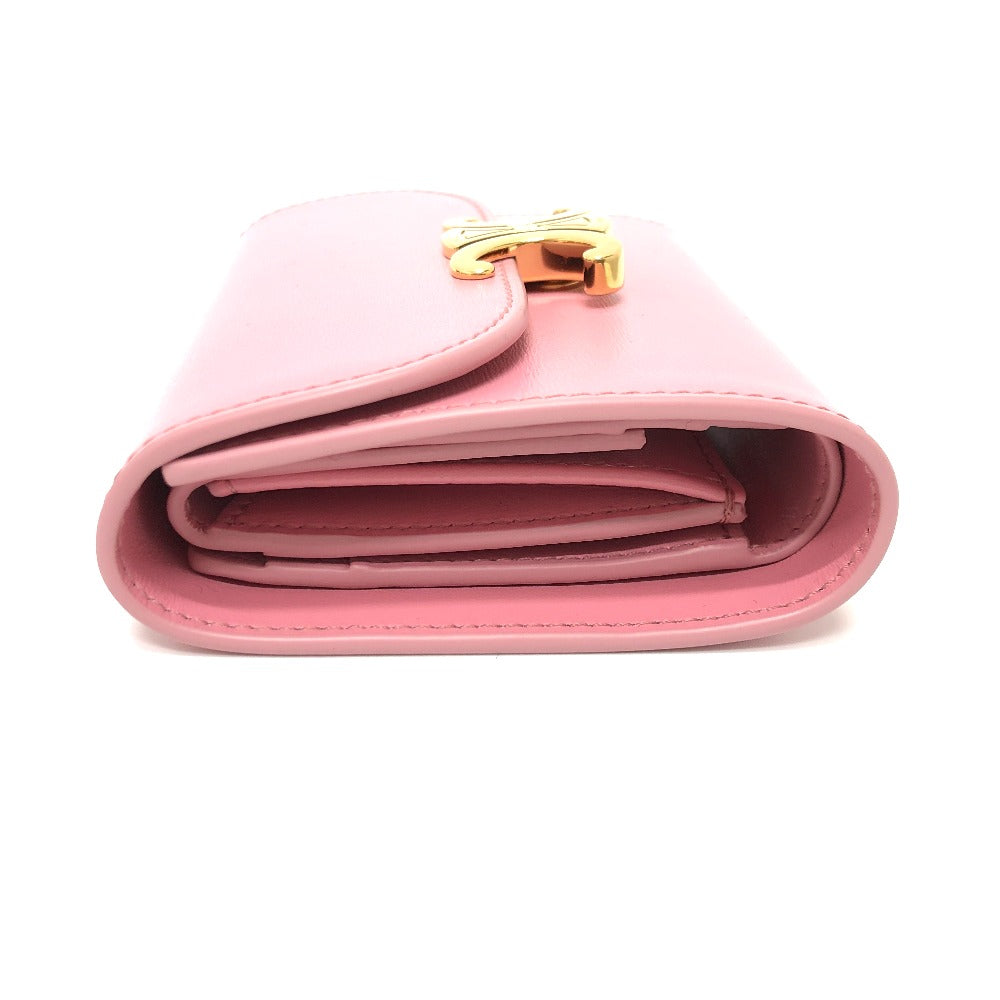 CELINE Trifold wallet leather pink Triomphe Women Used