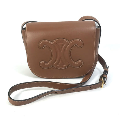 CELINE Shoulder Bag 198263DU3 leather Brown Crossbody pochette Folco Cuir Triomphe Women Used