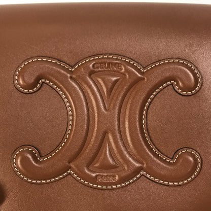 CELINE Shoulder Bag 198263DU3 leather Brown Crossbody pochette Folco Cuir Triomphe Women Used