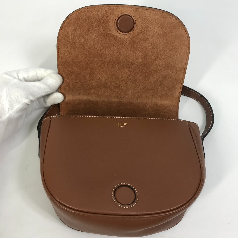 CELINE Shoulder Bag 198263DU3 leather Brown Crossbody pochette Folco Cuir Triomphe Women Used