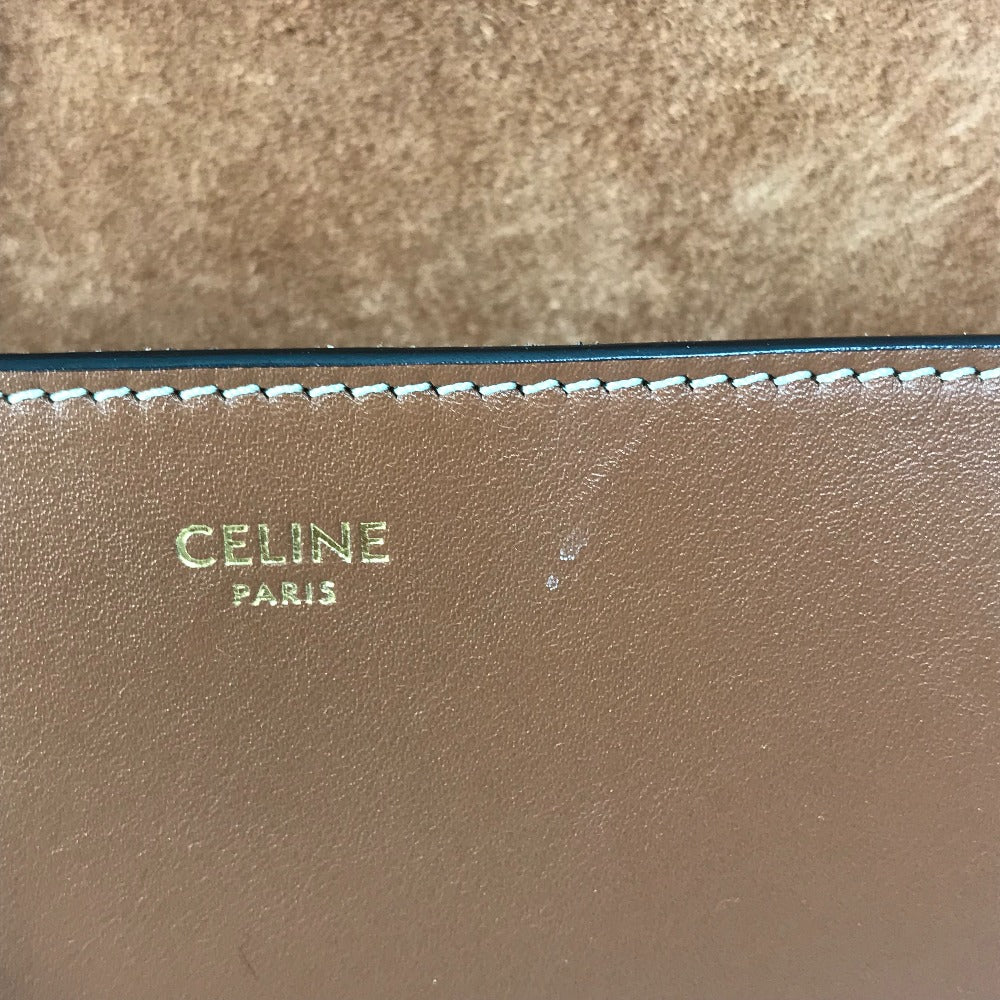 CELINE Shoulder Bag 198263DU3 leather Brown Crossbody pochette Folco Cuir Triomphe Women Used