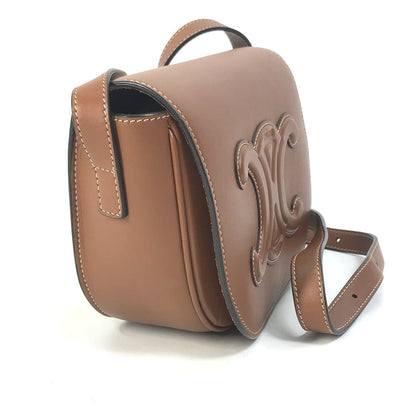 CELINE Shoulder Bag 198263DU3 leather Brown Crossbody pochette Folco Cuir Triomphe Women Used
