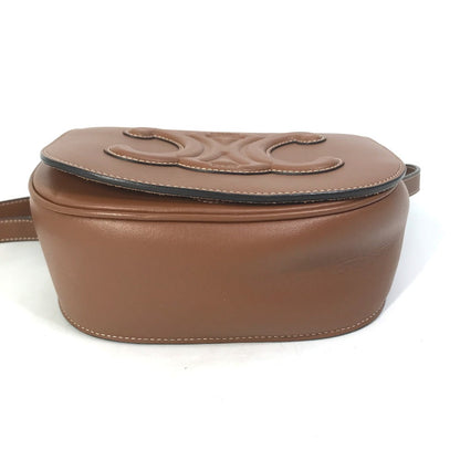 CELINE Shoulder Bag 198263DU3 leather Brown Crossbody pochette Folco Cuir Triomphe Women Used