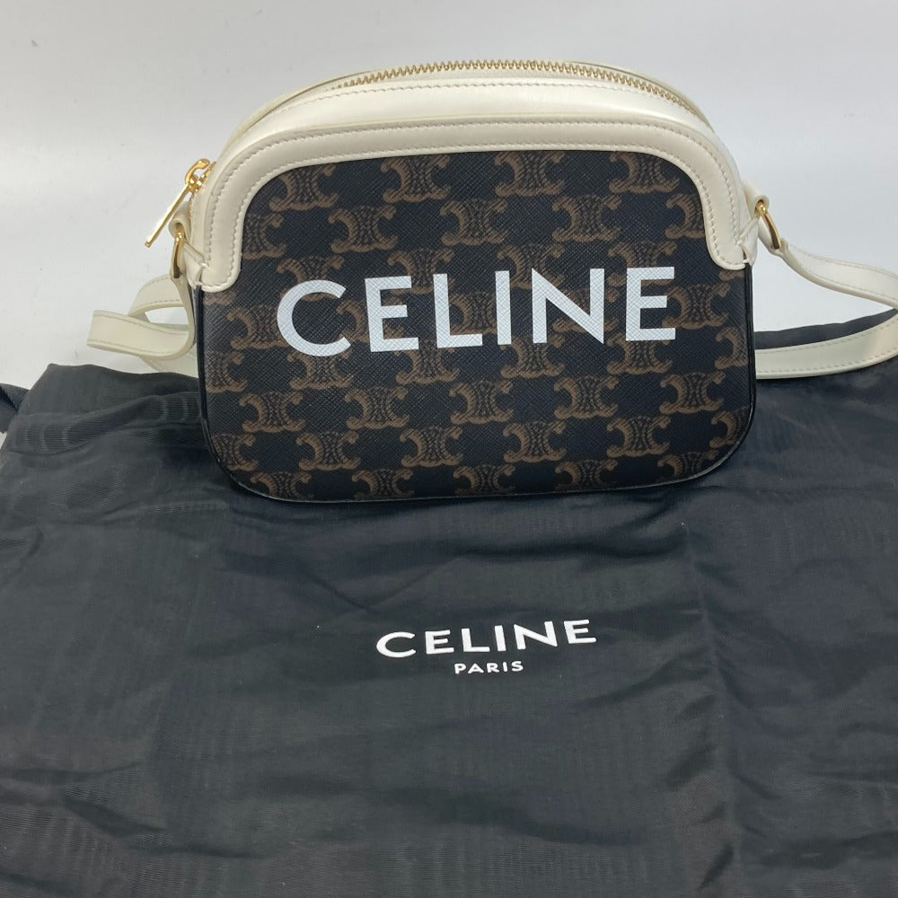CELINE Shoulder Bag Canvas / leather Brown triomphe logo Women Secondhand