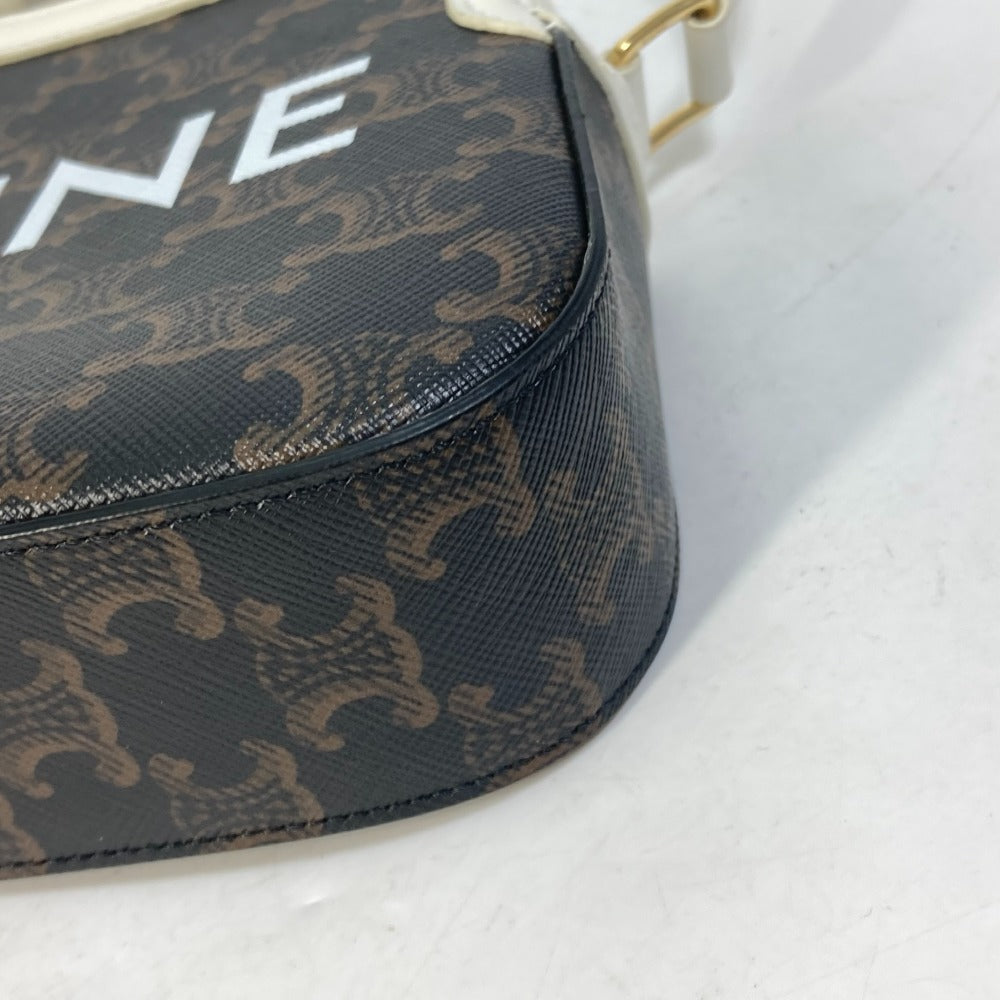 CELINE Shoulder Bag Canvas / leather Brown triomphe logo Women Secondhand