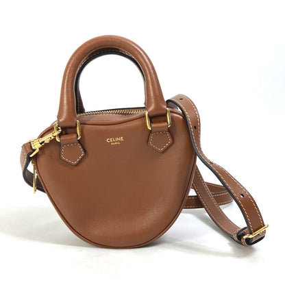 CELINE Shoulder Bag leather Brown Heart medium logo Women Used