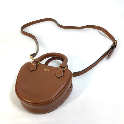 CELINE Shoulder Bag leather Brown Heart medium logo Women Used