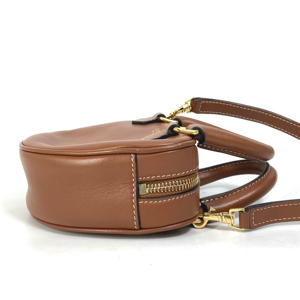 CELINE Shoulder Bag leather Brown Heart medium logo Women Used