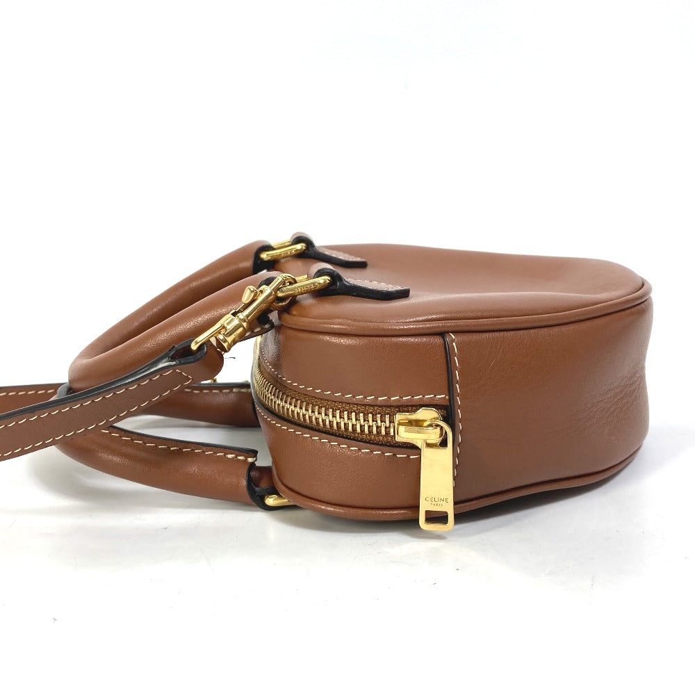 CELINE Shoulder Bag leather Brown Heart medium logo Women Used