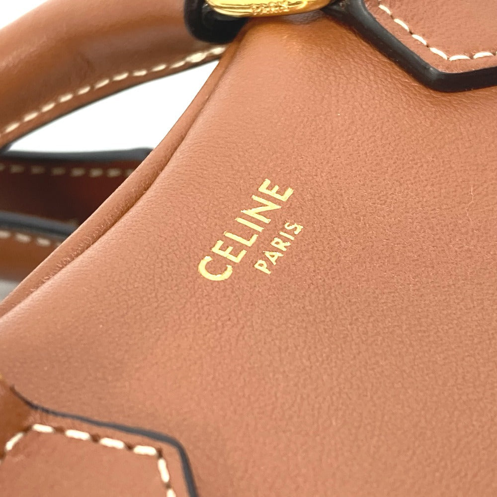 CELINE Shoulder Bag leather Brown Heart medium logo Women Used