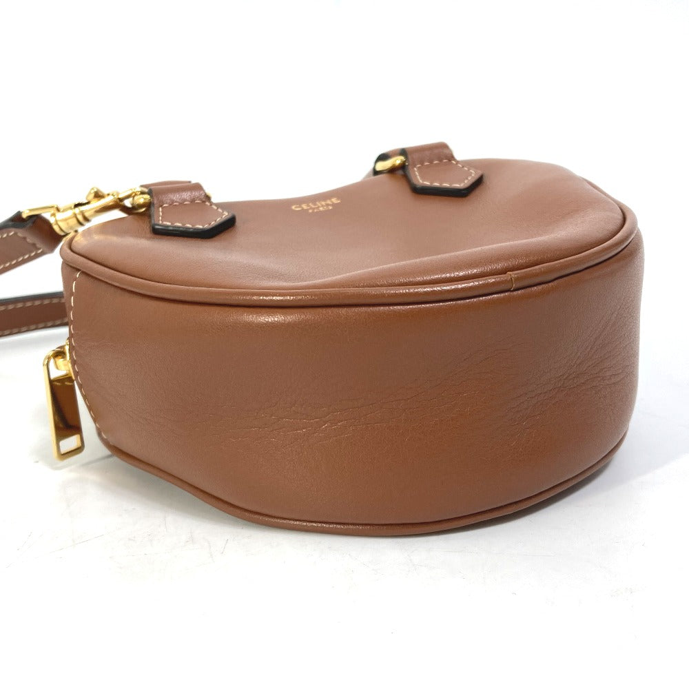 CELINE Shoulder Bag leather Brown Heart medium logo Women Used