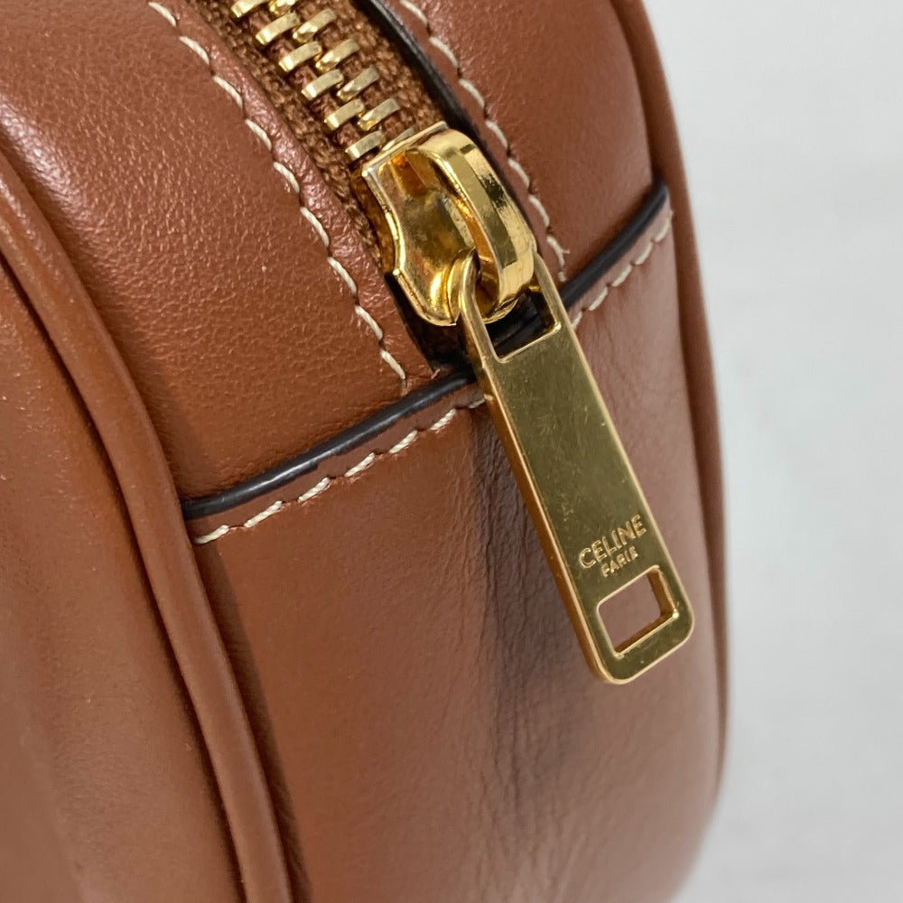 CELINE Shoulder Bag leather Brown Heart medium logo Women Used