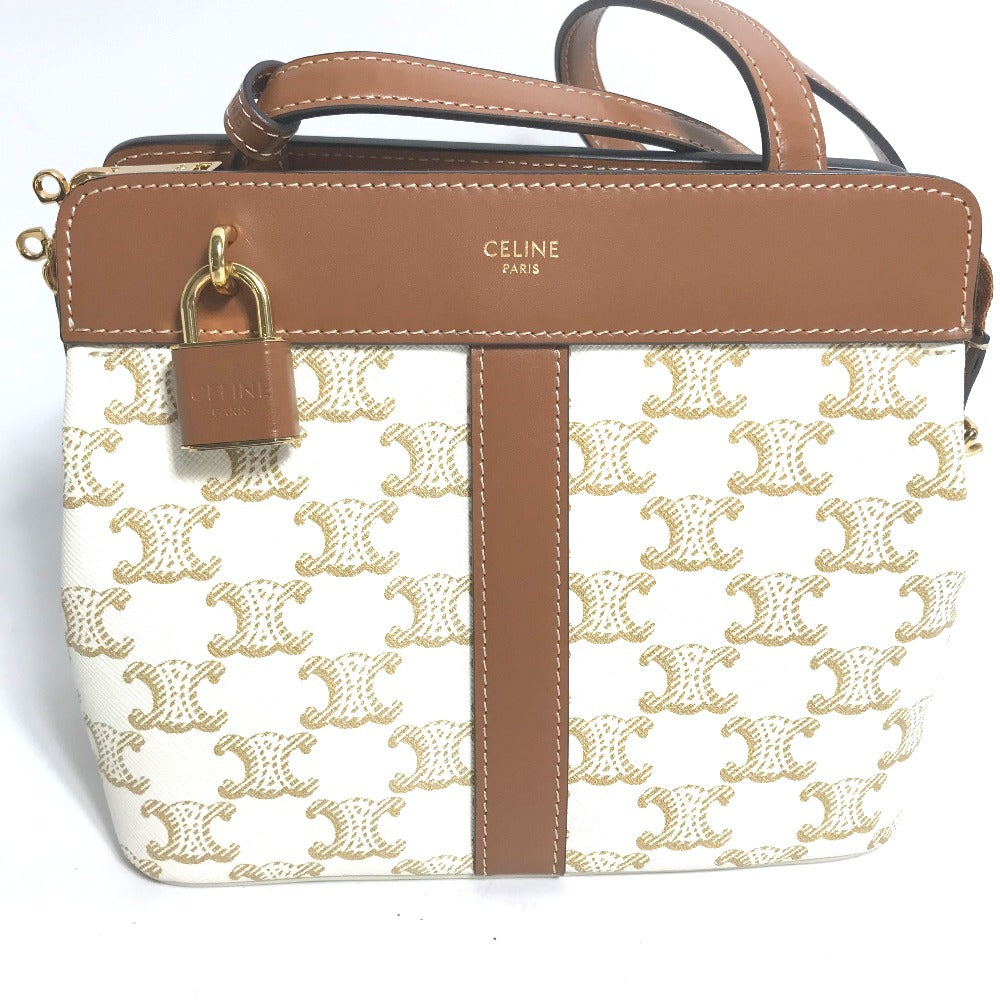 CELINE Shoulder Bag 191992BZJ leather white Teen Cava de France Women Used