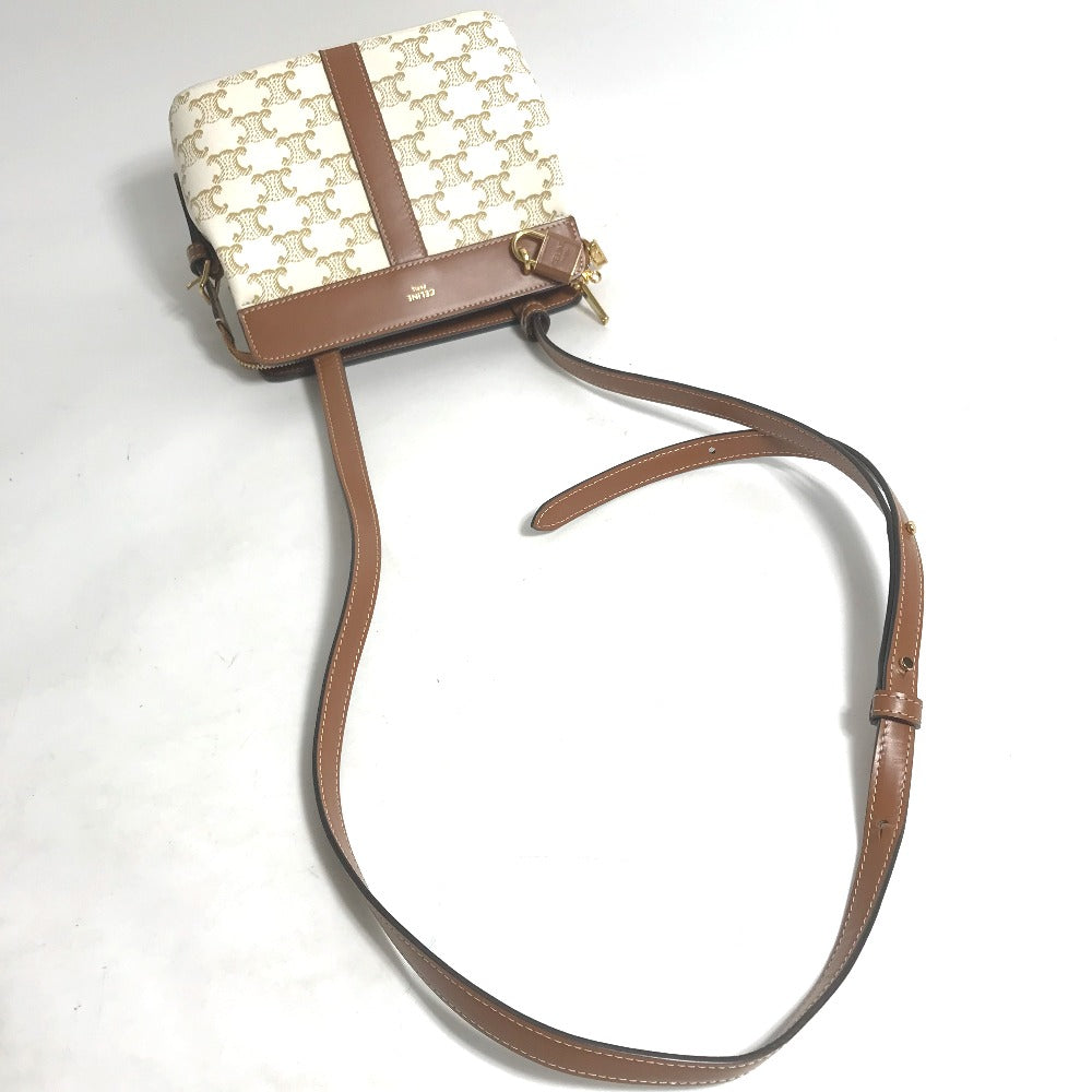 CELINE Shoulder Bag 191992BZJ leather white Teen Cava de France Women Used