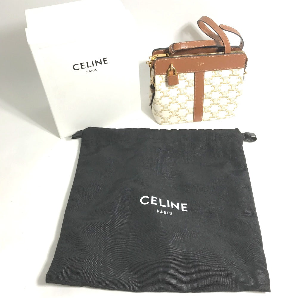 CELINE Shoulder Bag 191992BZJ leather white Teen Cava de France Women Used