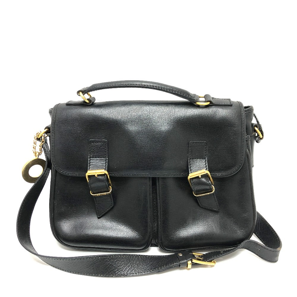 CELINE Shoulder Bag leather black Circle charm Women Used