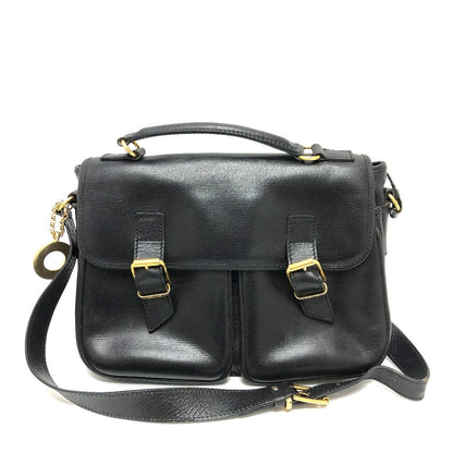CELINE Shoulder Bag leather black Circle charm Women Used