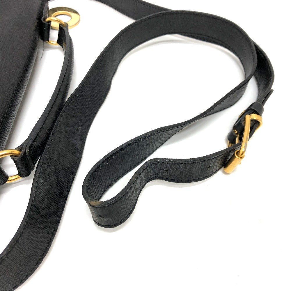 CELINE Shoulder Bag leather black Circle charm Women Used