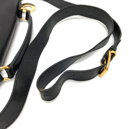 CELINE Shoulder Bag leather black Circle charm Women Used