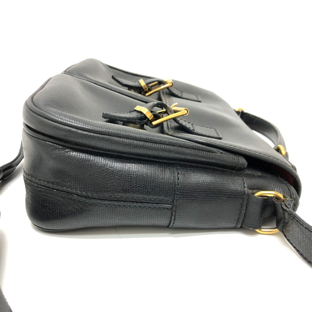 CELINE Shoulder Bag leather black Circle charm Women Used