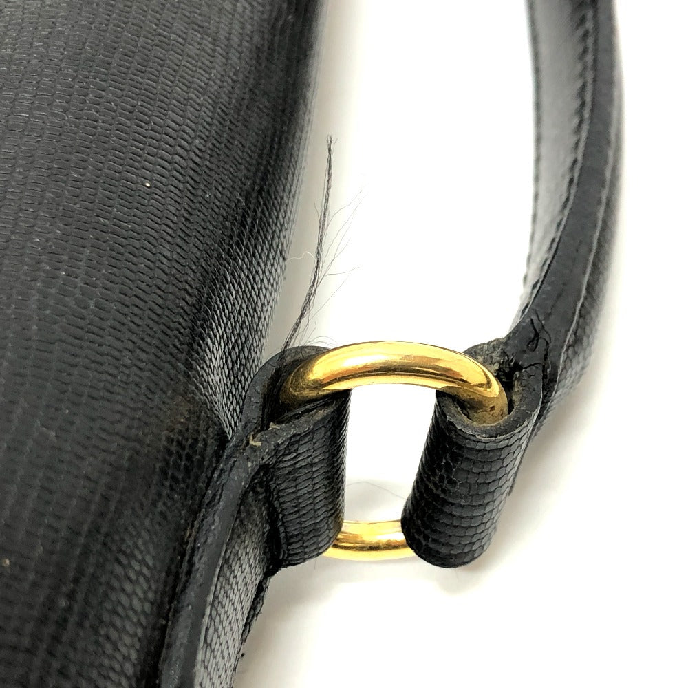 CELINE Shoulder Bag leather black Circle charm Women Used