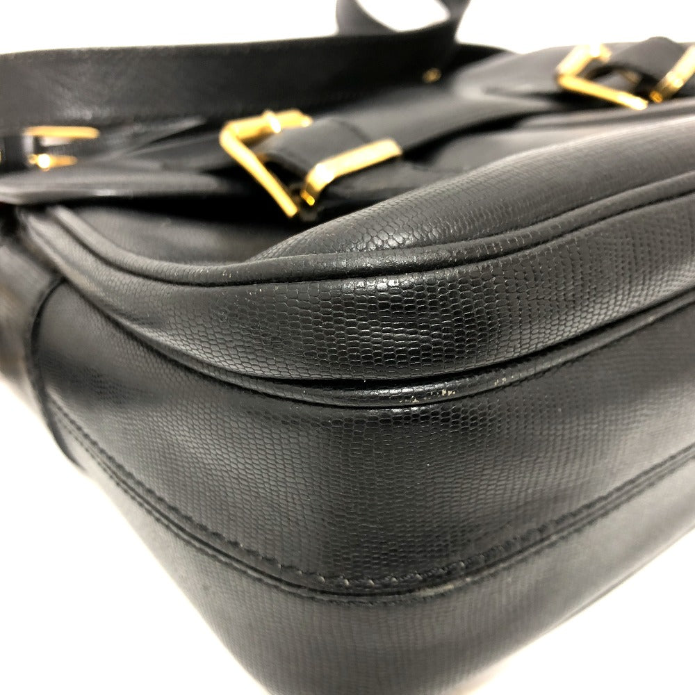 CELINE Shoulder Bag leather black Circle charm Women Used