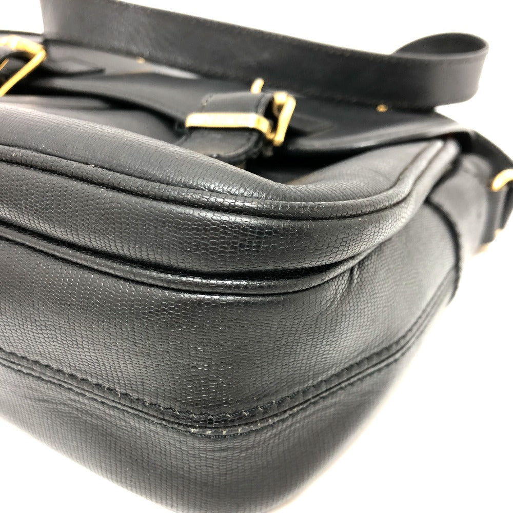 CELINE Shoulder Bag leather black Circle charm Women Used