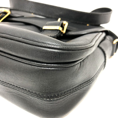 CELINE Shoulder Bag leather black Circle charm Women Used
