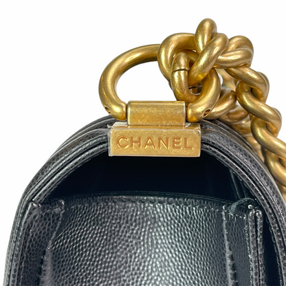 Boy Old Medium Caviar Gold Hardware Black