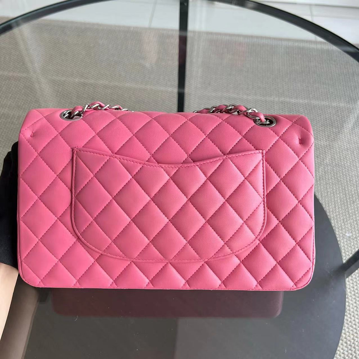 Quilted Lambskin Sakura Pink Silver Hardware Series 16