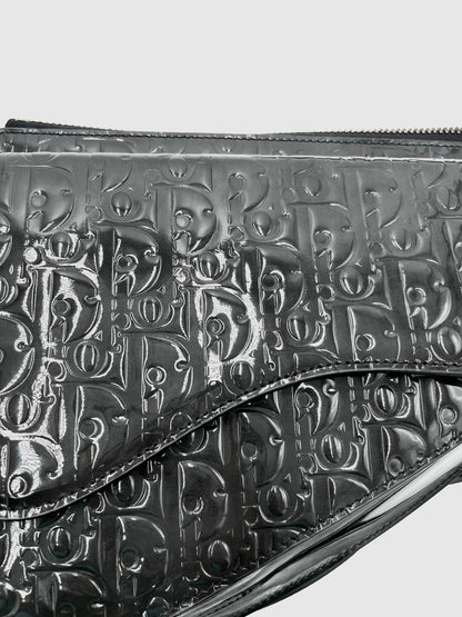 Christian Dior Saddle Boxy Pouch Crossbody Bag Oblique Embossed Calfskin Purple Leather Crossbody Bag Bag ()
