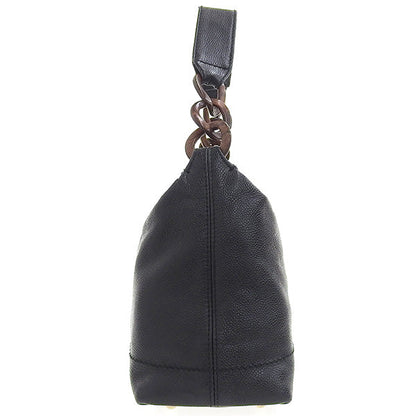 CHANEL Around 2001 Made Caviar Skin Cc Mark Stitch Wood Chain Top Handle Bag Black