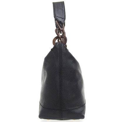 CHANEL Around 2001 Made Caviar Skin Cc Mark Stitch Wood Chain Top Handle Bag Black