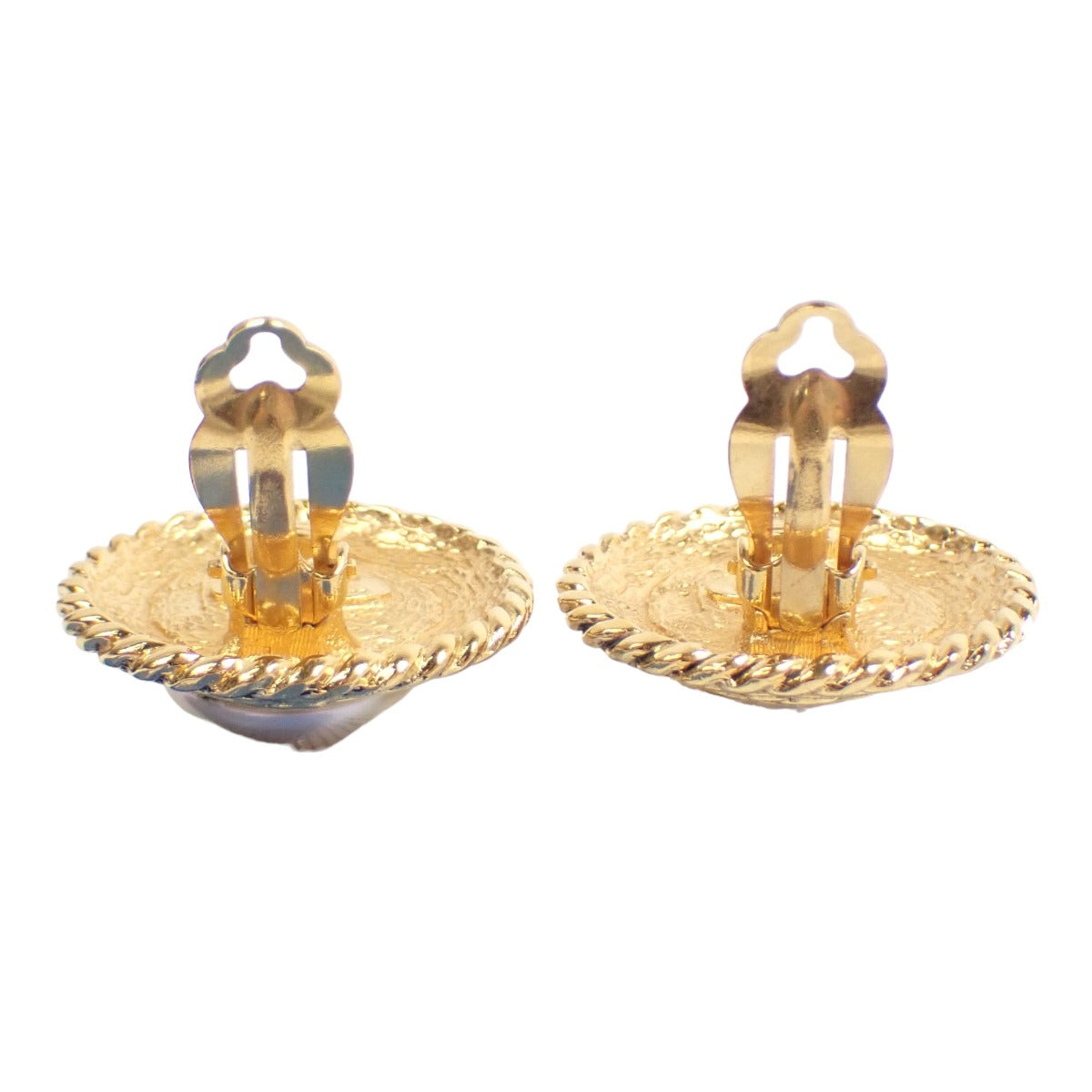 CHANEL Earring Gold Plated, Fake Pearl gold Engraved Gold Plated Women Used