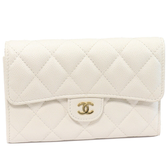 Chanel Caviar Skin Matelasse Medium Classic Flap Wallet Wallet AP0232