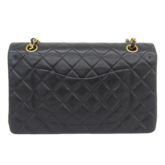CHANEL Around 1990 Made Classic Flap Chain Bag 25Cm Black
