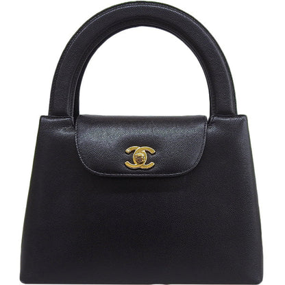 CHANEL Around 1998 Made Caviar Skin Turn-Lock Handle Bag Black