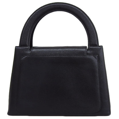 CHANEL Around 1998 Made Caviar Skin Turn-Lock Handle Bag Black