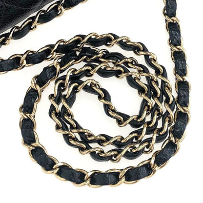 CHANEL Around 2003 Made Caviar Skin Classic Flap Chain Bag 23Cm Black